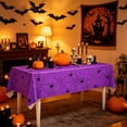 thumbnail image 3 of Halloween Tablecloth with Spiderweb Design - Waterproof Plastic - 107.87x53.94in - Black & White, 3 of 6