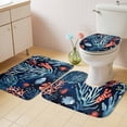 thumbnail image 4 of Ocean Teal Coral Bathroom Rugs Set Nautical Coastal Sea Watercolor Fish Marine Life Non Slip Absorbent Soft Bath Mats 3 Piece Set with Bathroom Rug, U-Shaped Floor Mat, Toilet Seat Cover Large Size, 4 of 9