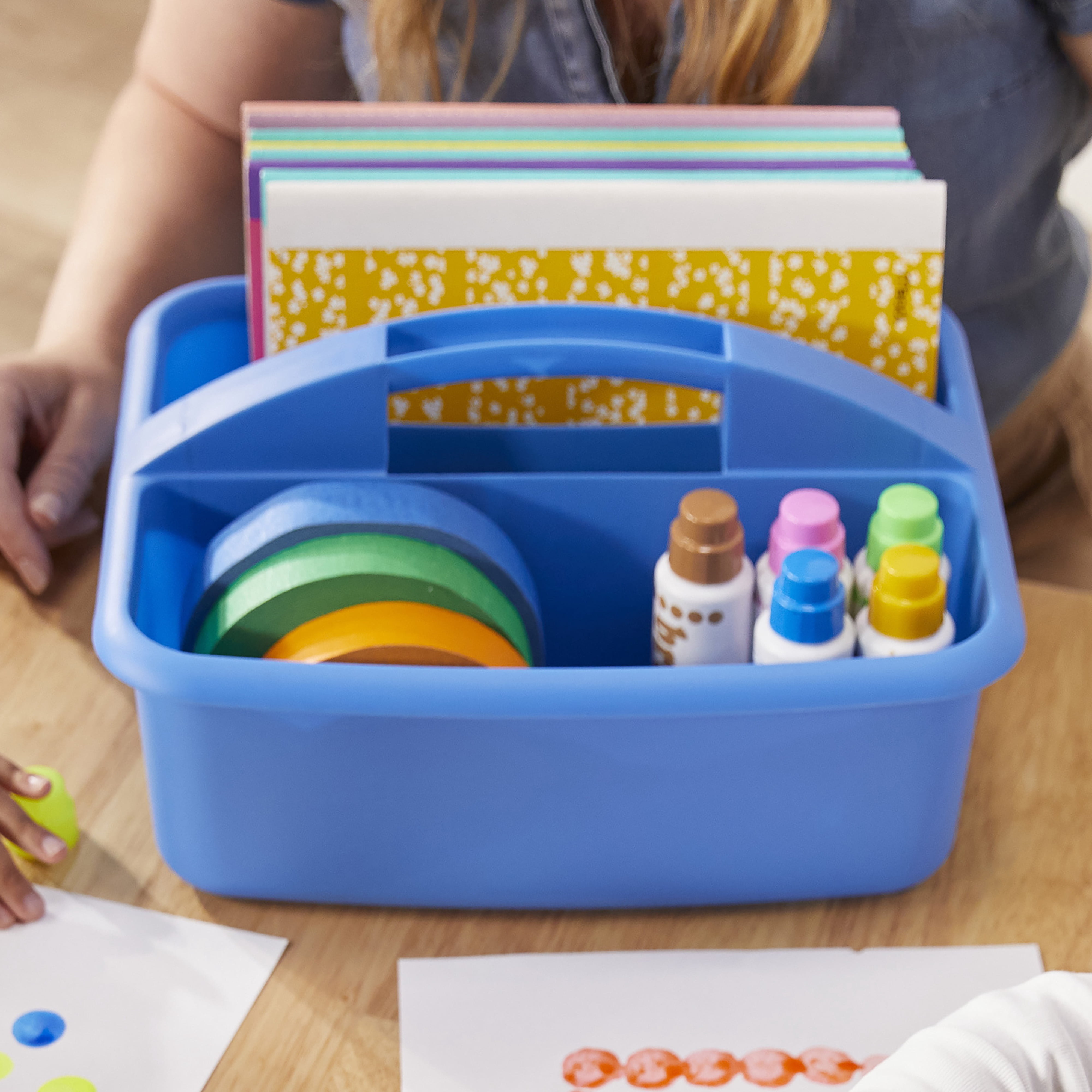 ECR4Kids 2-Compartment Large Plastic Caddy, Multipurpose Organization, Contemporary, 6-Pack