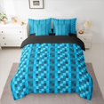 thumbnail image 2 of Feelyou Blue Square Bedding Comforter Set 7pcs, Retro Pixel Grid Miners Queen Bedding Sets, 2 of 8