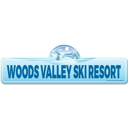 - Woods Valley Ski Resort Street Sign | Indoor/Outdoor | Skiing, Skier, Snowboarder, Décor for Ski Lodge, Cabin, Mountian House | SignMission personalized gift