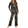 thumbnail image 2 of FOR U DESIGNS Flower Mushroom Pajama Sets for Women 2 Piece Button Down Long Sleeve Button Up Pajamas Long V-neck for Women Size XS Jogger Loungewear with Pockets, 2 of 7