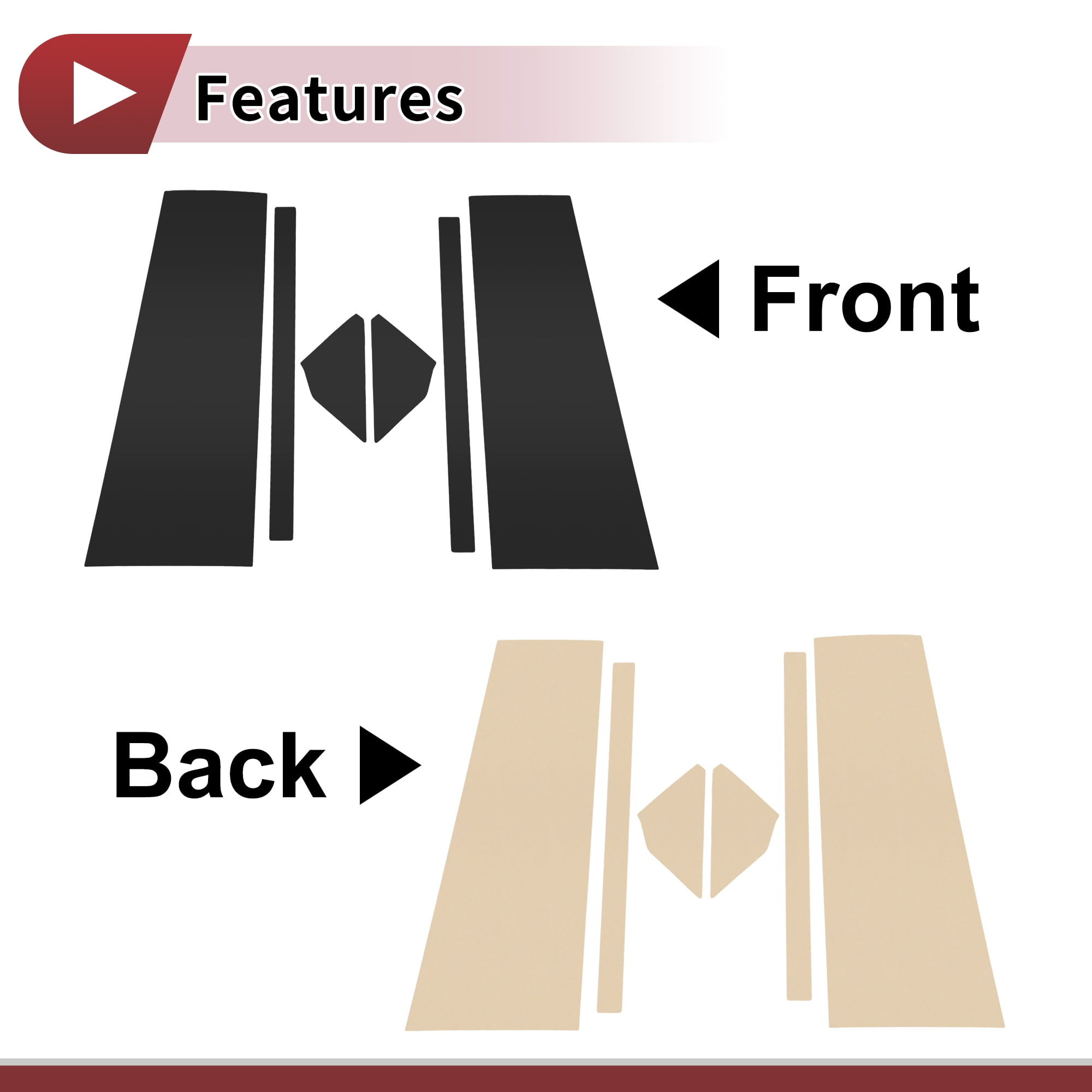Unique Bargains 6Pcs Front Rear Car Door Pillar Window Trim for Ford Bronco 2021-2023