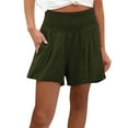 thumbnail image 2 of Shorts for Women Clearance!Yanyanz Womens Casual Summer Smocked Elastic Waist Comfy Detail Beach Shorts Skirts for Women Womens Pants Army Green L, 2 of 6