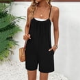 thumbnail image 4 of Kaemgyyd Romper for Women Casual Sleeveless Spaghetti Straps Rompers Fashion Lightweight Wide Leg Shorts Jumpsuit with Pockets, 4 of 6