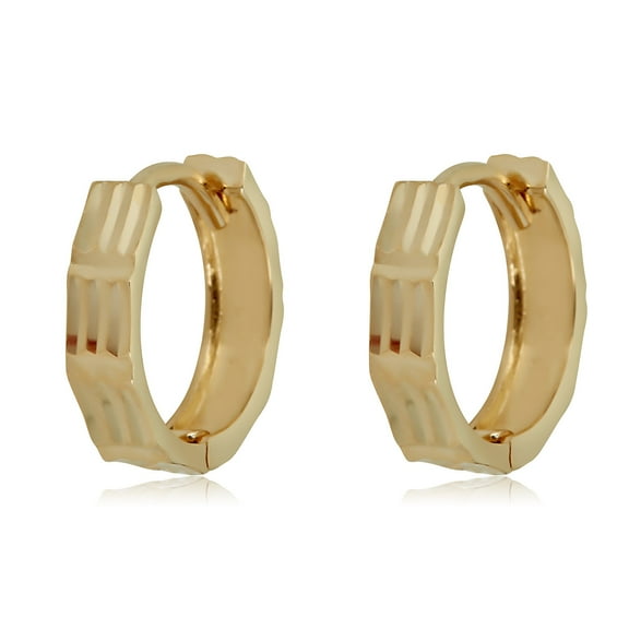 AVORA 10K Yellow Gold Diamond-Cut 11mm Hoop Earrings