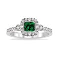 thumbnail image 2 of 1.50 carat Emerald and Diamond Engagement Ring for Women in 14k White Gold affordable emerald and diamond engagement ring, 2 of 3