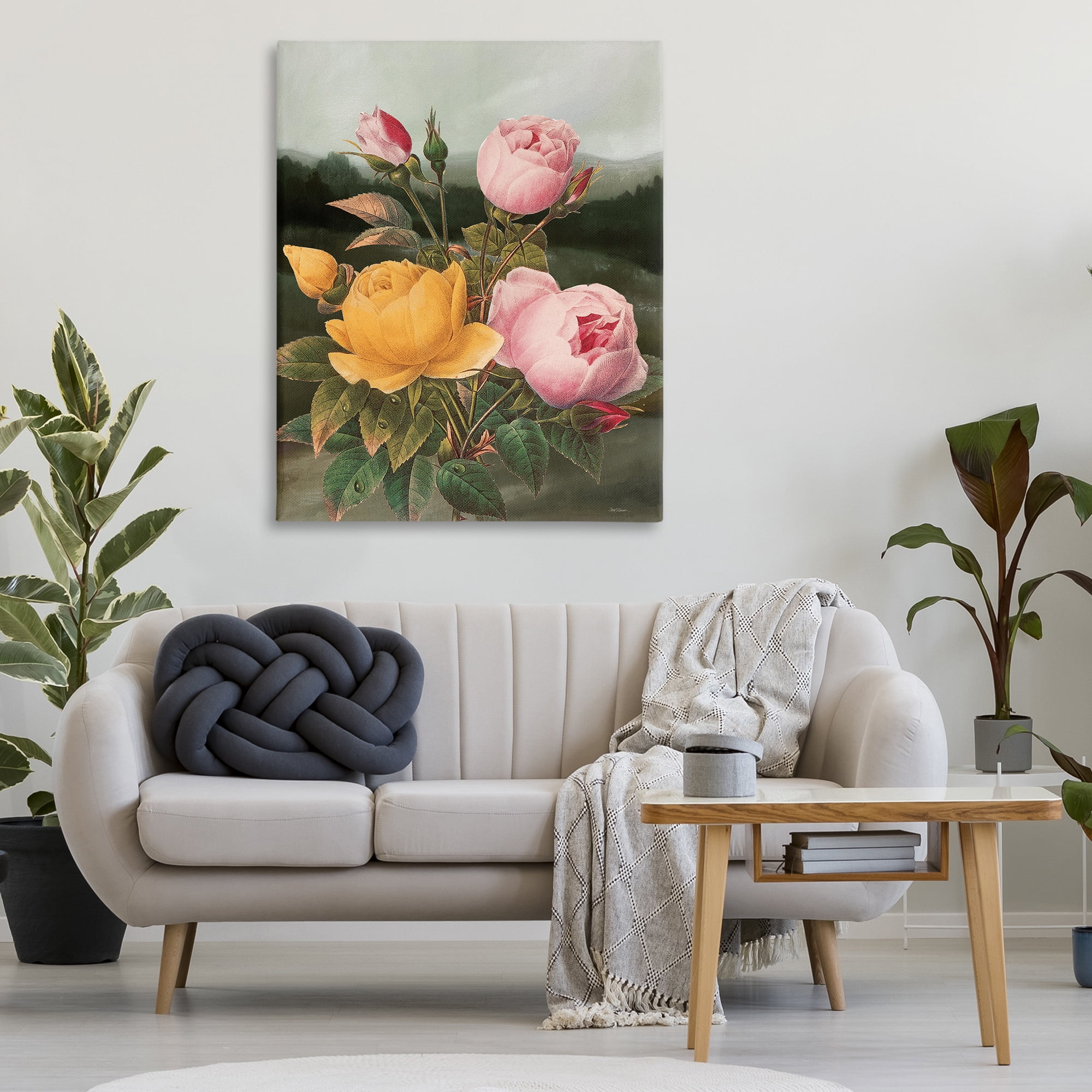 Stupell Industries Vintage Peony Blooms Botanical & Floral Painting Gallery Wrapped Canvas Art Print Wall Art, 36 x 48