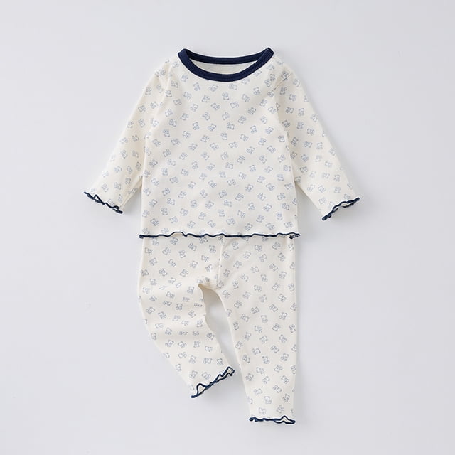 Baby Pajamas Set 0-3Y Spring Autumn Dot Bear Printed Home Clothing Boys 2Pcs Suit Girls Underwear Toddler Cotton Sleep Wear