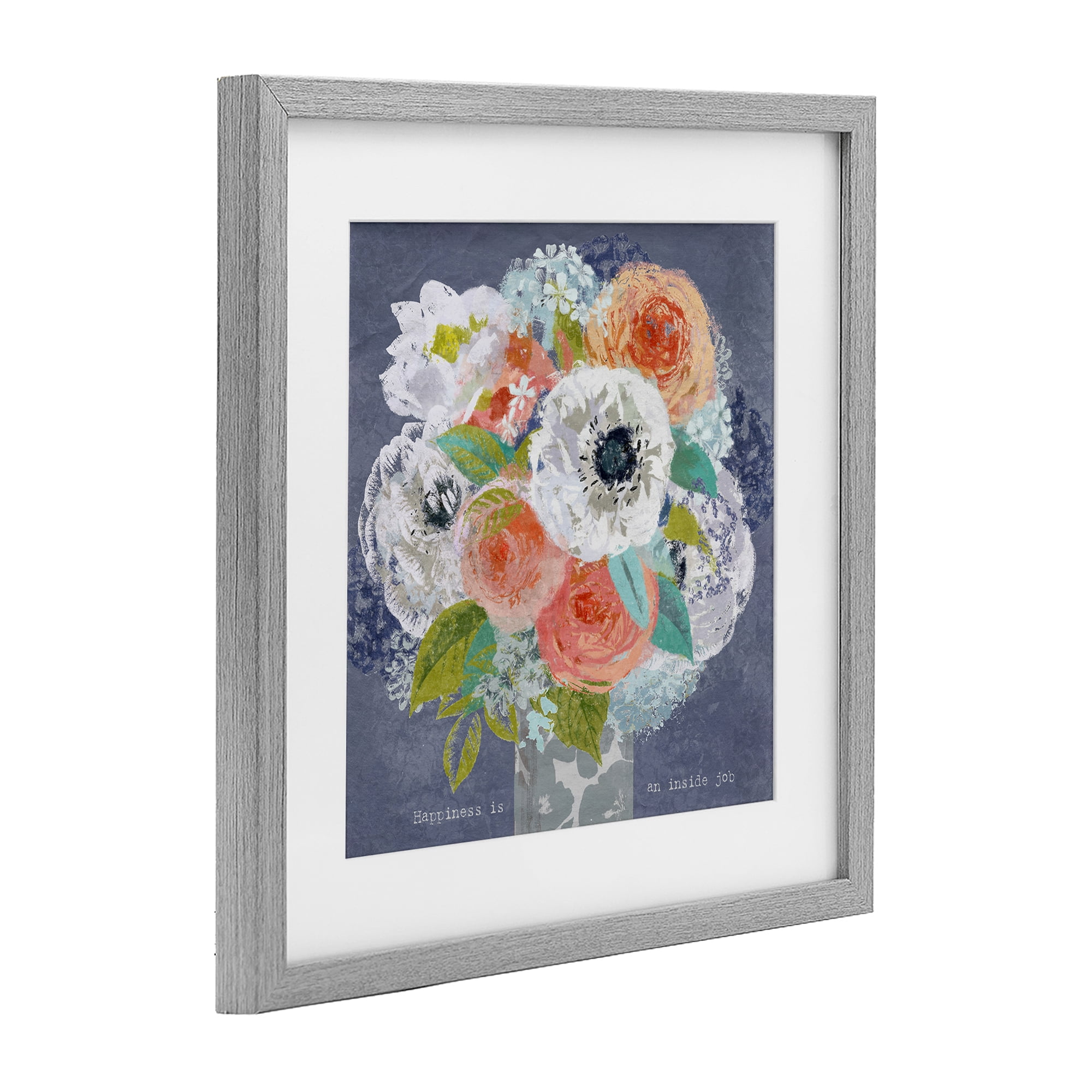 Stupell Industries Happiness Is An Inside Job Gray Framed Print Under Glass, design by Suzanne Nicoll