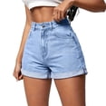 thumbnail image 6 of UDAUDU Jeans Shorts Womens High Waisted Stretchy 2026 Summer Comfy Stretchy Workout Hot Denim Shorts Light Blue L, 6 of 6