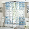 thumbnail image 2 of Xhegex Floral Sheer Curtain Peony Flower Print Living Room Curtains, Vintage Rod Pocket Sheer Curtain for Bedroom, 37.4"(W) x 77.1" (L) Long, 1Pack, Blue, 2 of 8