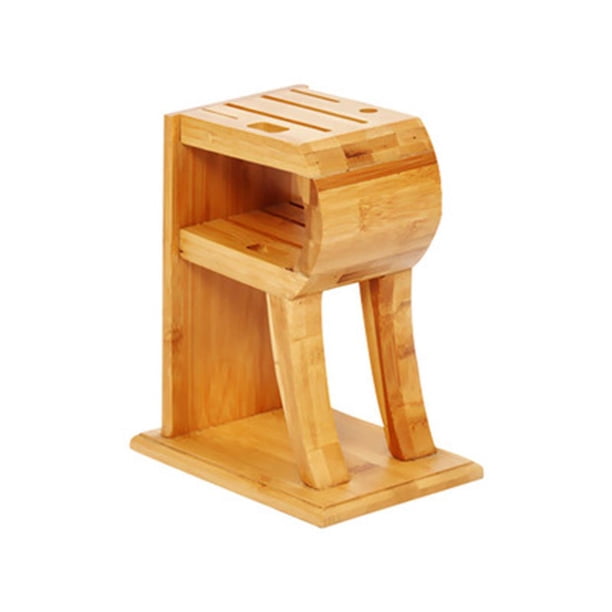 Soporte De Bloque De Cuchillos De Bambú Multifuncional, Soporte De Cuchillos Para Encimera, Organizador De Cubiertos (En Forma De R) Inevent HA018382-00