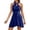 Dark Blue, variant on AJGRHE Women's Wrap Neck Bow Sleevelss Ruched Waist Backless Party Flowy Mini Dress with Side Pocket Yellow XL
