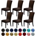 thumbnail image 1 of Velvet Chair Covers for Dining Room Set of 6, Stretchy Dining Chair Covers, Washable Kitchen Chair Slipcovers, Classy Decor for Home and Banquet (Chocolate, 6 Pack), 1 of 7