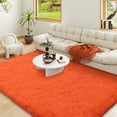thumbnail image 2 of SARAG Indoor Outdoor Rugs 4x6ft Area Rugs For Living Room, Large Fluffy Black Rugs For Bedroom, Soft Carpet Shag Kids Room Rug, Non-Slip Stickers Rugs Indoor Orange, 2 of 11