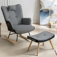 thumbnail image 6 of Nursery Rocking Chair, Modern Rocking Chair with High Backrest and Armrests, Soft Houndstooth Fabric Leather Rocking Chair, Upholstered Nursing Armchair for Bedroom, 6 of 6