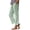 Mint Green, variant on Cotton Linen Pants Women Striped Elastic Waist Straight Leg Relaxed Fit Cropped Pants Summer Daily Casual Trousers with Pockets Mint Green XL