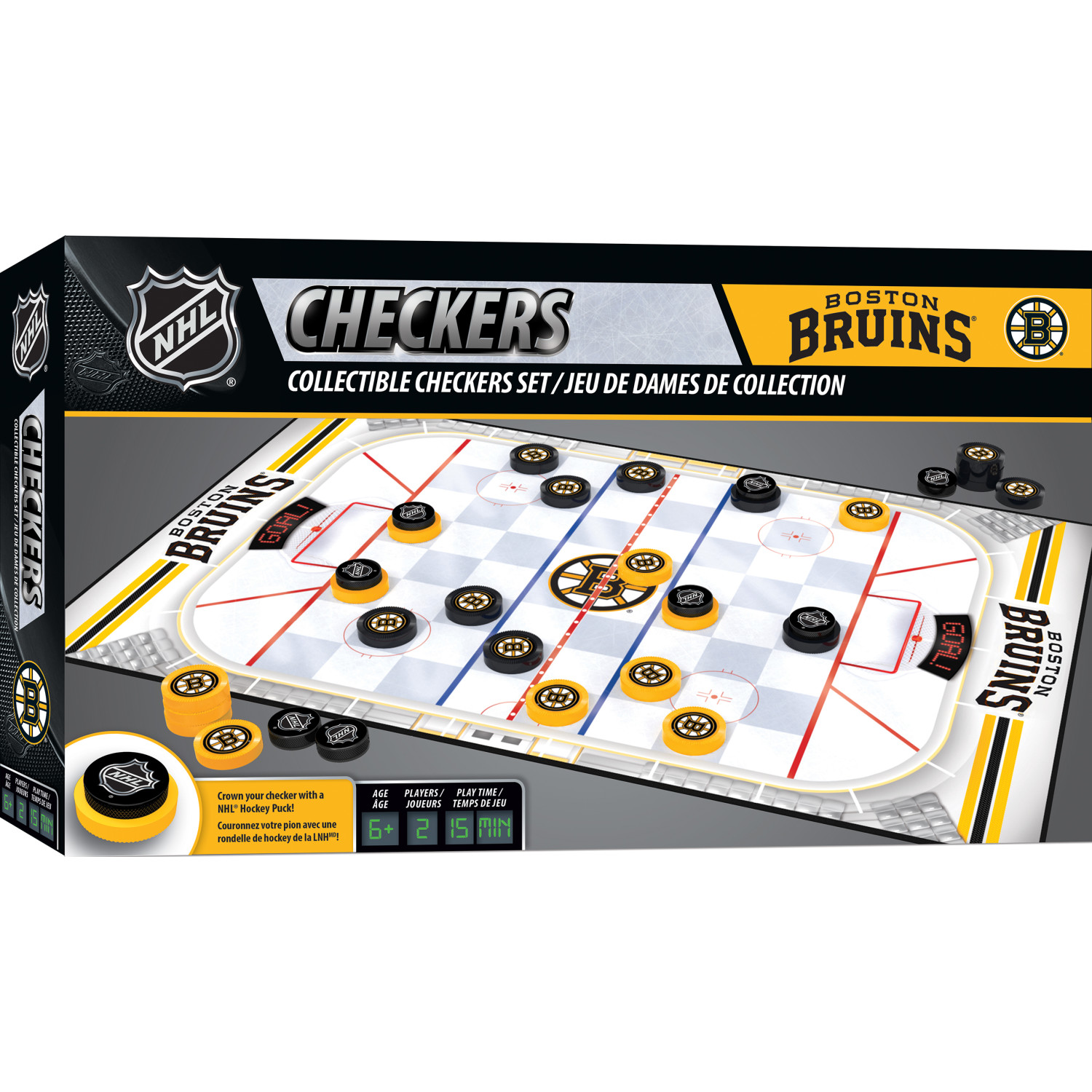 MasterPieces Officially licensed NHL Boston Bruins Checkers Board Game for Families and Kids ages 6 and Up