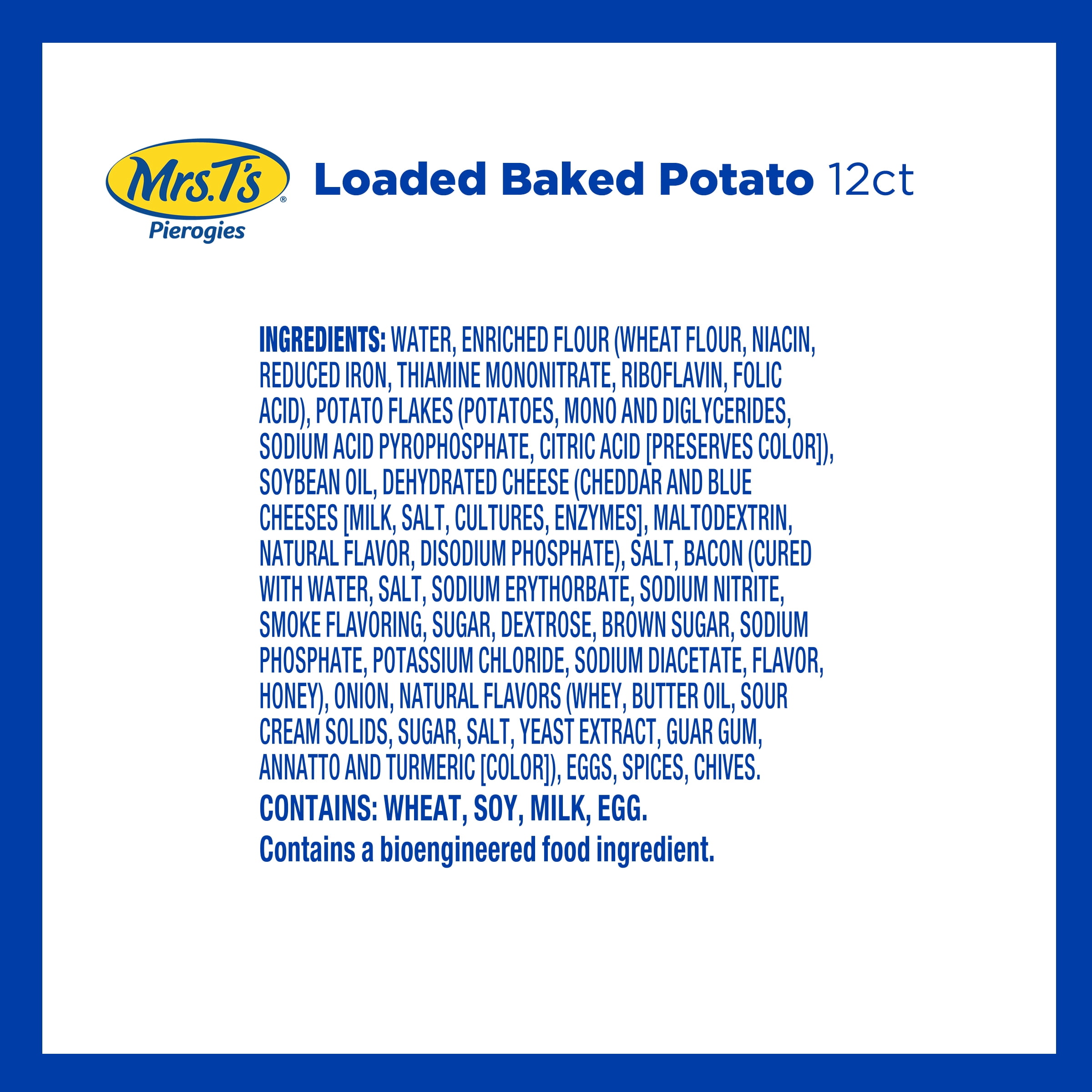 Mrs. T's Loaded Baked Potato Pierogies, 12ct, Frozen