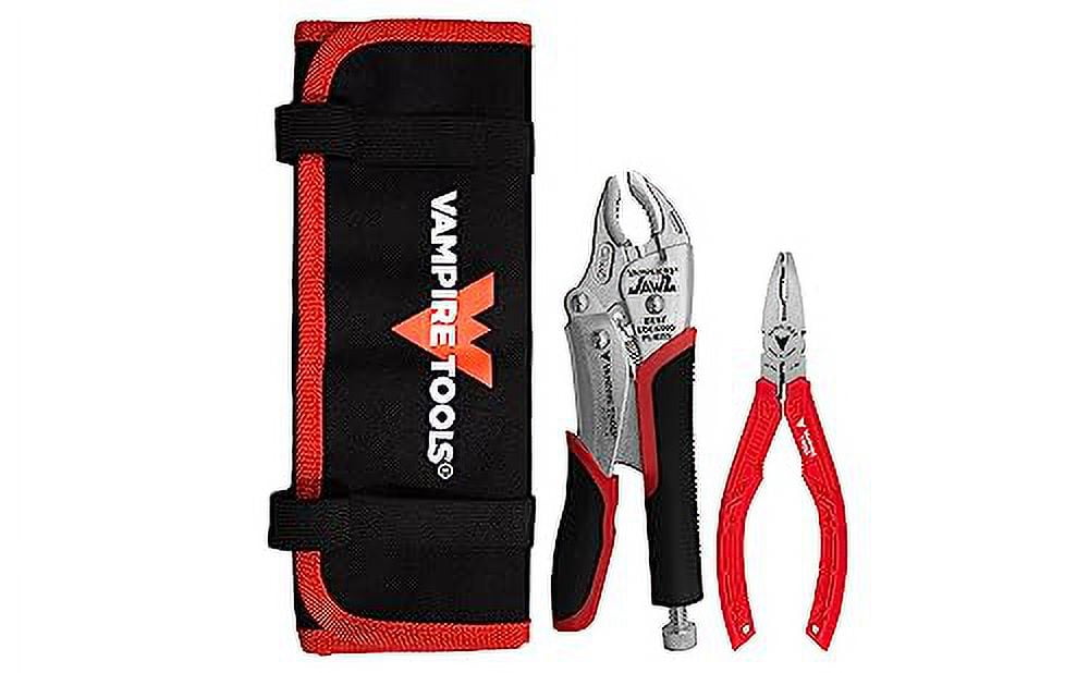 VAMPLIERS 2-PC Specialty Screw Extraction Pliers Set: Includes JAWZ 7.5" Vise-Grip Locking Pliers + 6.25" Multipurpose Pliers with Wire Cutter and Vampliers Tool Pouch: VT-001-S2LP
