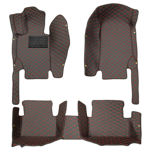 Tuqiang Custom Car Floor Mats Compatible with RAM 1500 2003-2010 Full Surrounded Waterproof Anti-Slip All Weather Protection Leather Material Car mat Carpet Liners Black Red