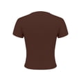 thumbnail image 5 of Women's Fitted Cotton T-Shirt - Structured Shoulder Slimming Short Sleeve Top | Yubnlvae | High Elasticity Screw Thread Cotton Regular Shoulder Round Neck (Coffee | XXL), 5 of 9