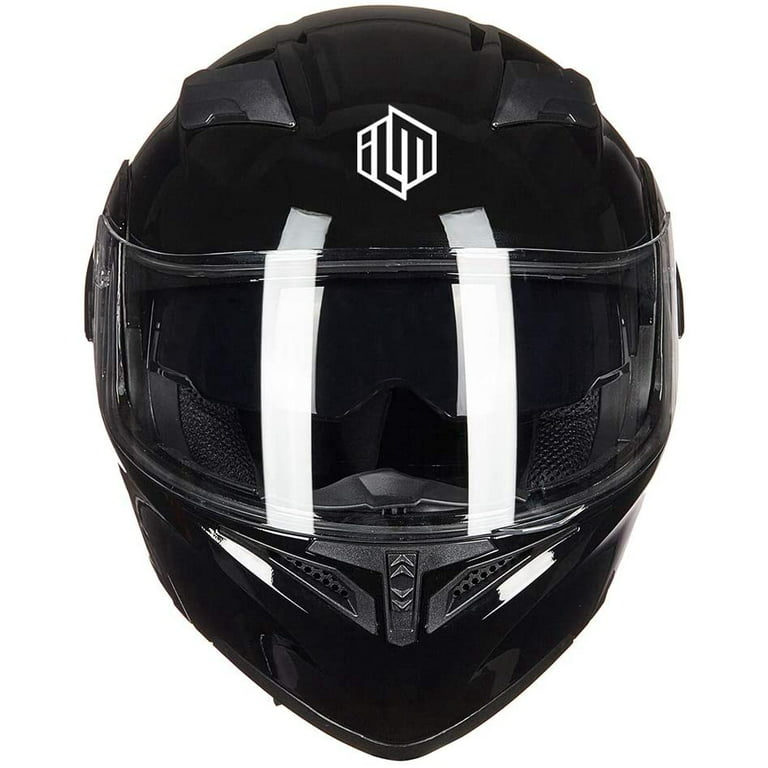 ILM Modular Flip Up Full Face Motorcycle Helmet Bluetooth Integrated  DOT(Matte Black, XX-Large) 