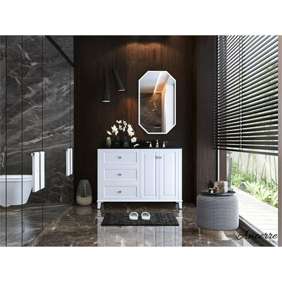 Ancerre Designs Hannah Right Basin Wood Bathroom Vanity Set in White