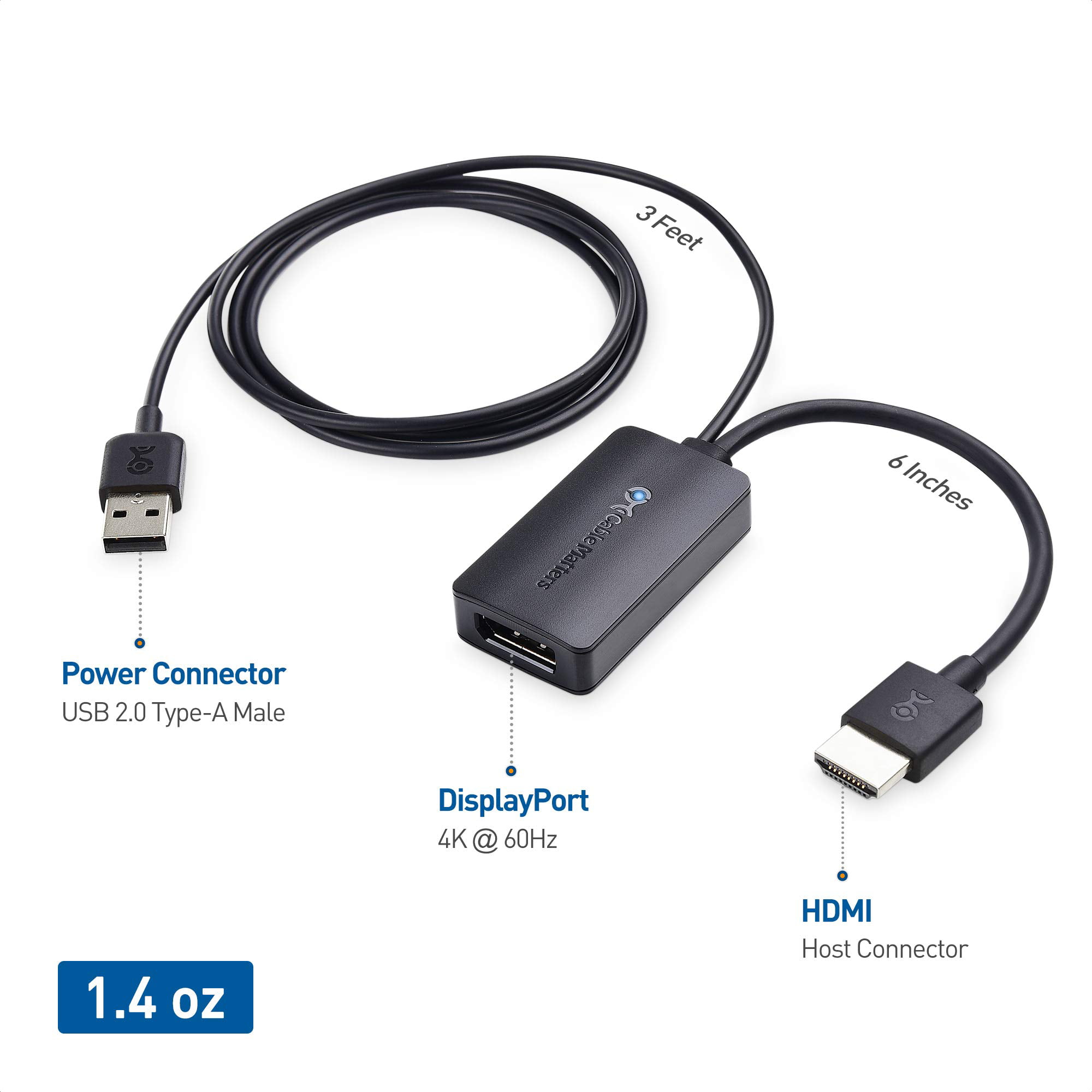 Cable Matters Uni Directional Hdmi To Displayport Adapter For Desktop And Laptop Computers Hdmi 2 0 To Displayport 1 2 With 4k 60hz Video Resolution Not Compatible With Ps5 Or Xbox Series X S
