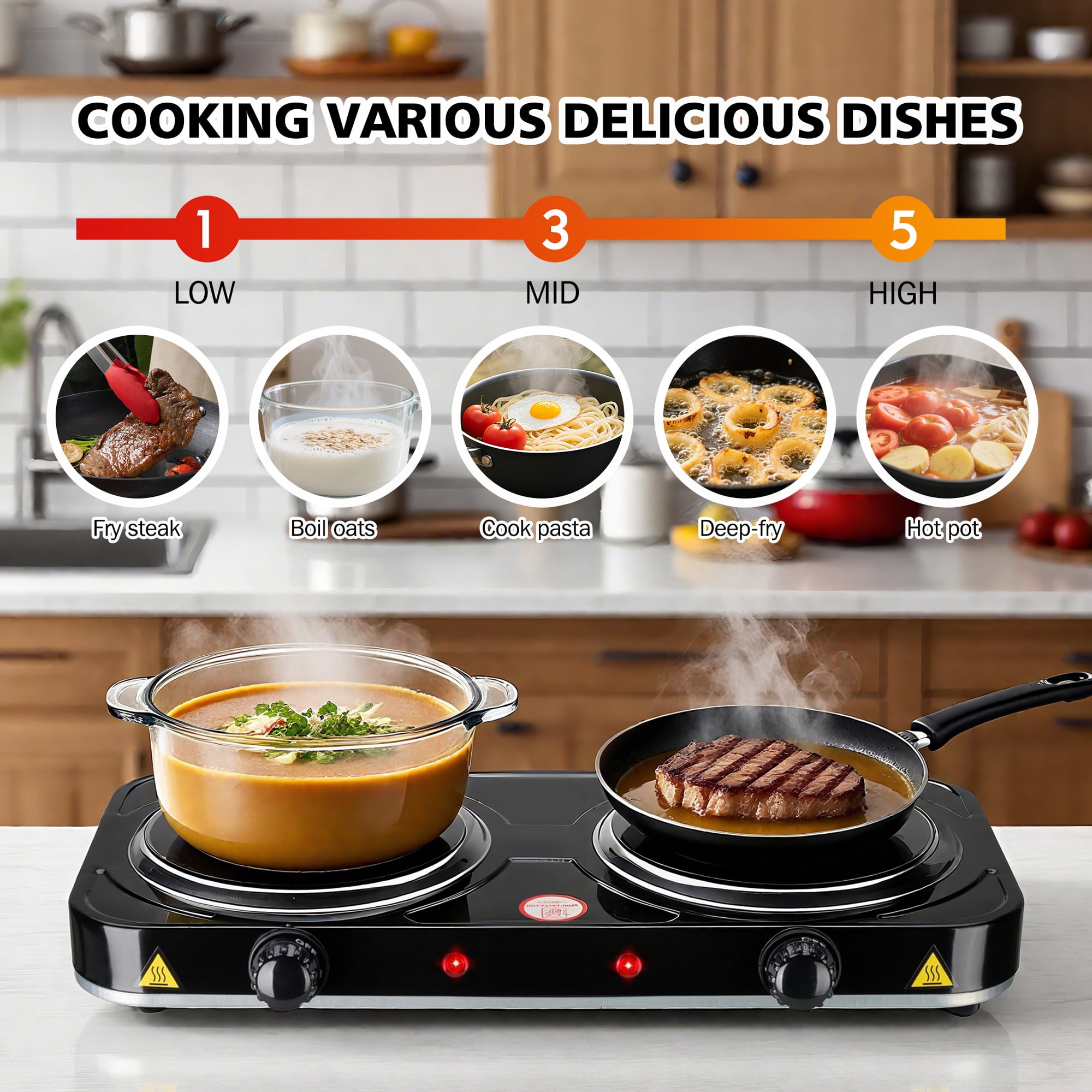 Electric Hot Plate, 1000W Countertop Burner,Cast Iron Single Burner ,Portable Electric Stove, Portable Single Burner for Cooking,Easy to Clean, White.