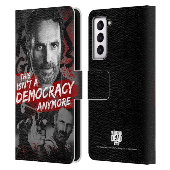 Head Case Designs Officially Licensed AMC The Walking Dead Rick Grimes Legacy Democracy Leather Book Wallet Case Cover Compatible with Samsung Galaxy S21 5G