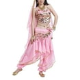 thumbnail image 3 of BellyLady Belly Dance Hip Scarf 158 Gold Coins Dance Skirt-Pink, 3 of 6