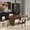 Dark Brown, variant on KATBOC Extendable Dining Table and Chairs Set, MDF Table Top with 4 Cream Fabric Upholstered Chairs, Mid-Century Modern 4-6 Person Kitchen Dining Set, Space Saving Design for Small Rooms, DarkBrown