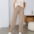 thumbnail image 2 of Pantalones casuales ajustados con puños en los tobillos para mujer - Elásticos, de color liso, con bolsillos funcionales - Primavera/verano, S-XXXL, 2 of 5