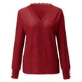 thumbnail image 2 of Vedolay Womens Fall Tops Women's 2023 Lantern Long Sleeve Crewneck Sweater Casual Solid Color Pullover Tops, XL, 2 of 5