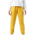 thumbnail image 4 of LLYWEY Girls Sweatpants - Kids Elastic Waist Jogger Pants with Pockets and Drawstring Boys Active Fleece Jogger Sweatpants Sport Track Pants Yellow 8T, 4 of 5
