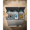thumbnail image 3 of SONGMICS Kitchen Dual Trash Can, 13 + 5.3 Gallon 2-Compartment Trash Bin,Stainless Steel Garbage Can, Pedals, Soft-Close Lids, Inner Buckets, Silver, 3 of 5