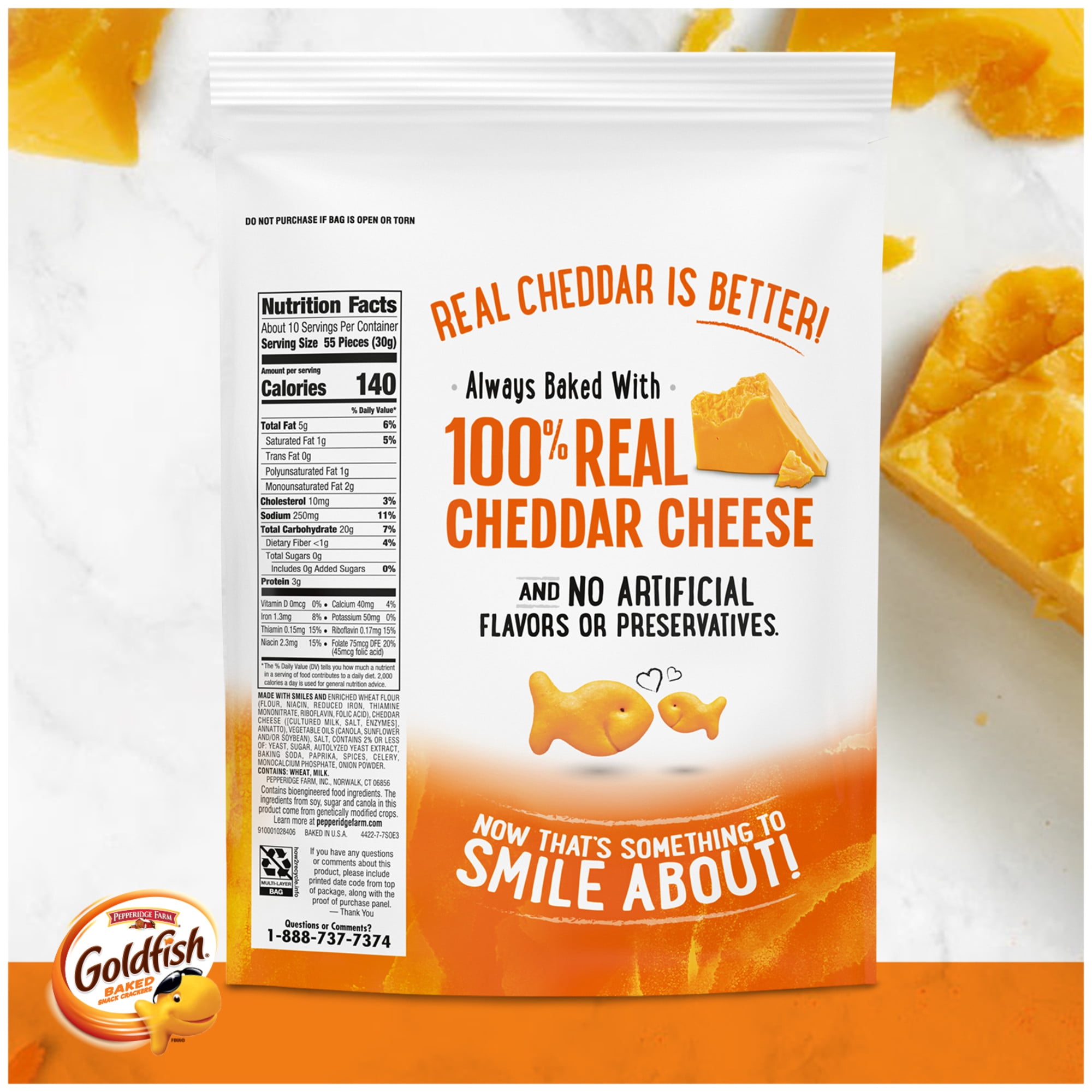 Goldfish Cheddar Crackers, Snack Crackers, 11 oz resealable bag