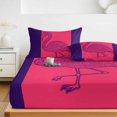 thumbnail image 6 of Full Size Fitted Sheet Set - Pink Navy Blue Flamingo 3 Piece Bedding Sets 16" Deep Pocket Fitted Sheet with 2 Pillowcases Summer Beach Coastal Modern Art Brushed Microfiber Hotel Luxury Bed Sheets, 6 of 9