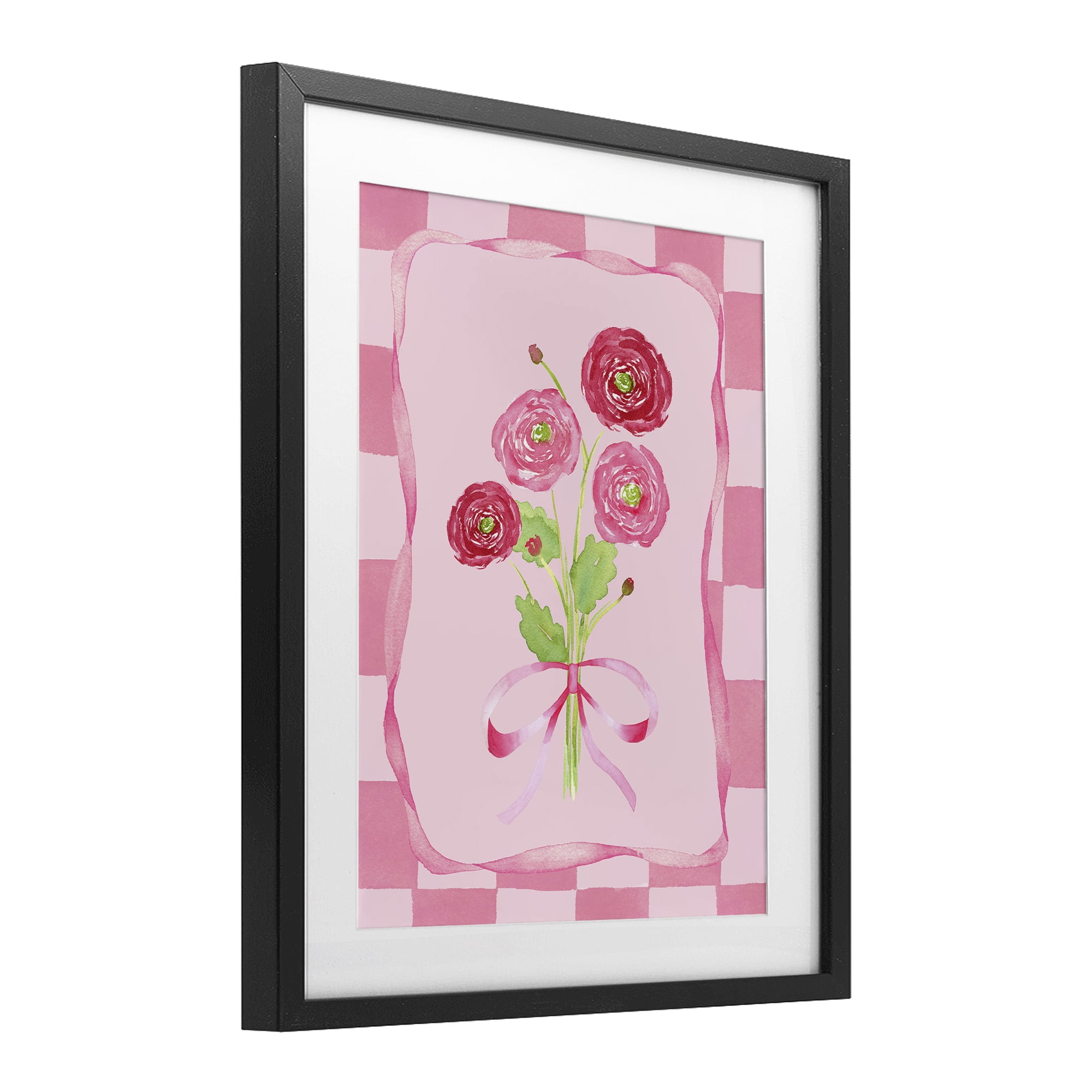 Pretty And Sweet Ranunculus Black Framed Print Under Glass, design by Nina Jacobs