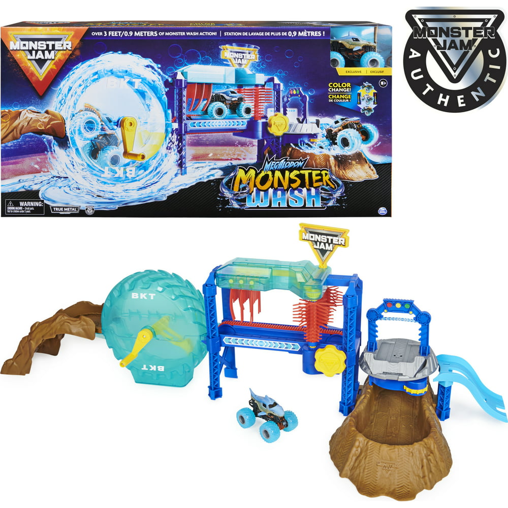 Monster Jam, Megalodon Monster Wash, Includes Color-Changing Megalodon