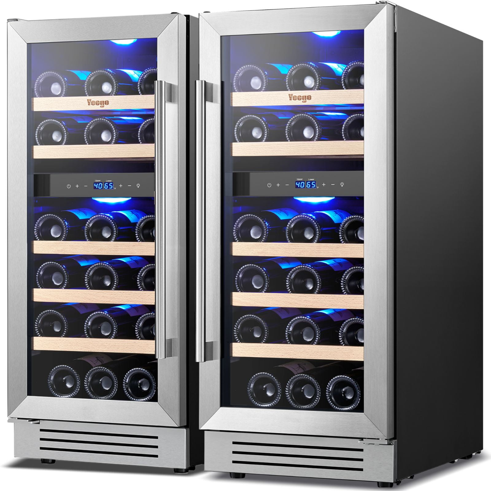 Yeego 30" Wine Refrigerator, Built-in and Freestanding Dual Zone UnderCounter Wine Cooler, Hold 56 Standard 750ml Wine Bottles
