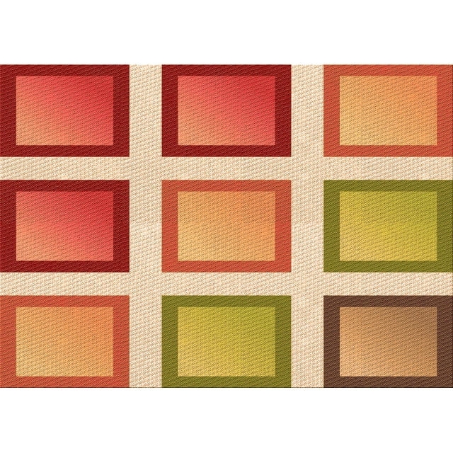Ahgly Company Machine Washable Indoor Rectangle Transitional Yellow Orange Area Rugs, 3' x 5'