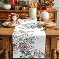 thumbnail image 4 of Burlap Table Runner 90 Inches Long,Watercolor Botanical Branch Leaves Red Berry Non-Slip Kitchen Table Runners for Dining Room Everyday Use Party Table Decorations Green Plant on White, 4 of 9