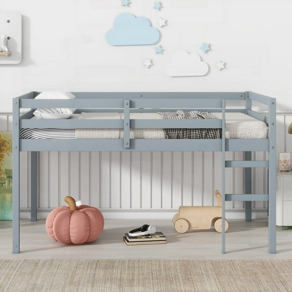 Solid Wooden Twin Loft Bed with Ample Storage & Low Height