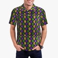thumbnail image 5 of Wukai Mardi Gras Shiny Green Purple Men’s Polo Shirts,Quick-Dry Athletic Shirt,Classic Fit Shirts-Small, 5 of 8