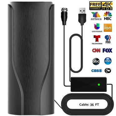 Camkey Black TV Antenna, Amplified Indoor Outdoor TV Antenna, Signal Amplified Booster, 280 Miles Portable HDTV Antenna