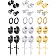 thumbnail image 1 of Juego de pendientes de acero inoxidable Juego de pendientes negros para hombre Juego de moda múltiple, 1 of 1