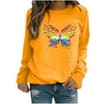 thumbnail image 2 of QUNYINEY Yellow Sweatshirts Women Long Sleeve Crew Neck Casual Butterfly Tops Loose Pullover Drop Shoulder Sweatshirts, 2 of 3